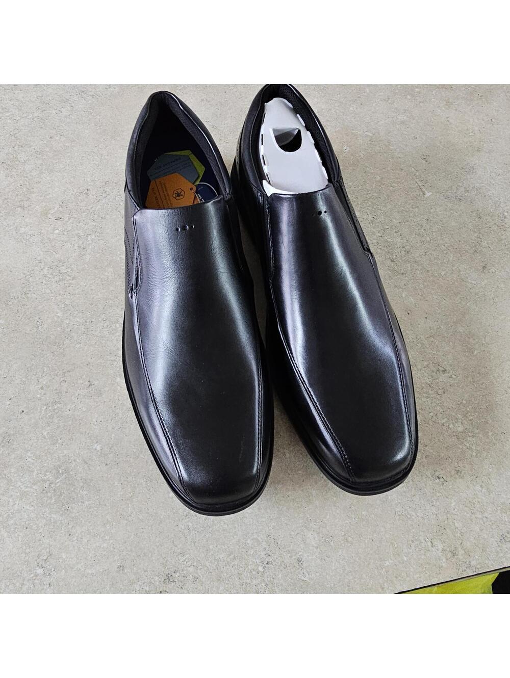 Nunn Bush Men's Black Leather Slip-On Dress Shoes with Comfort Gel sz 14 NEW